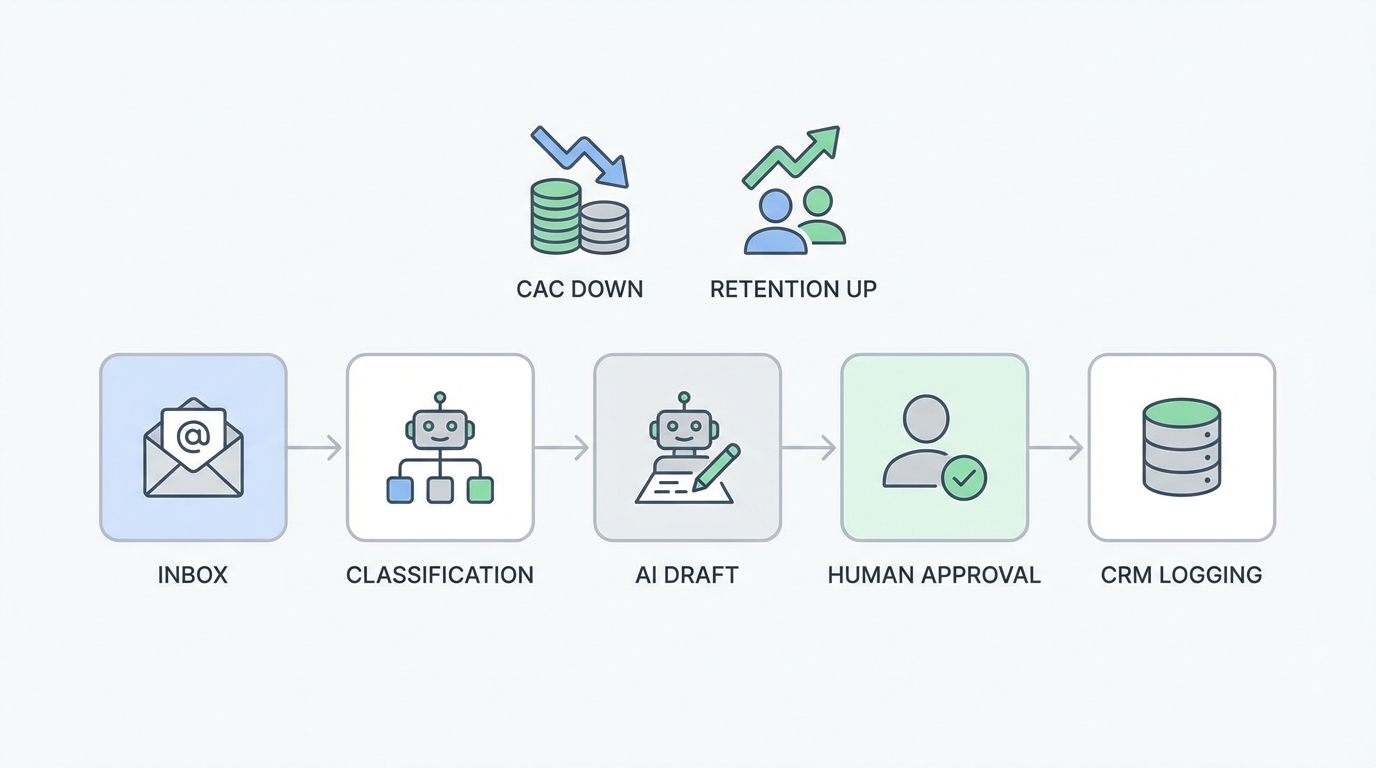 AI CS로 CAC 낮추는 가장 빠른 길: ‘이메일 자동화’부터 파이프라인으로