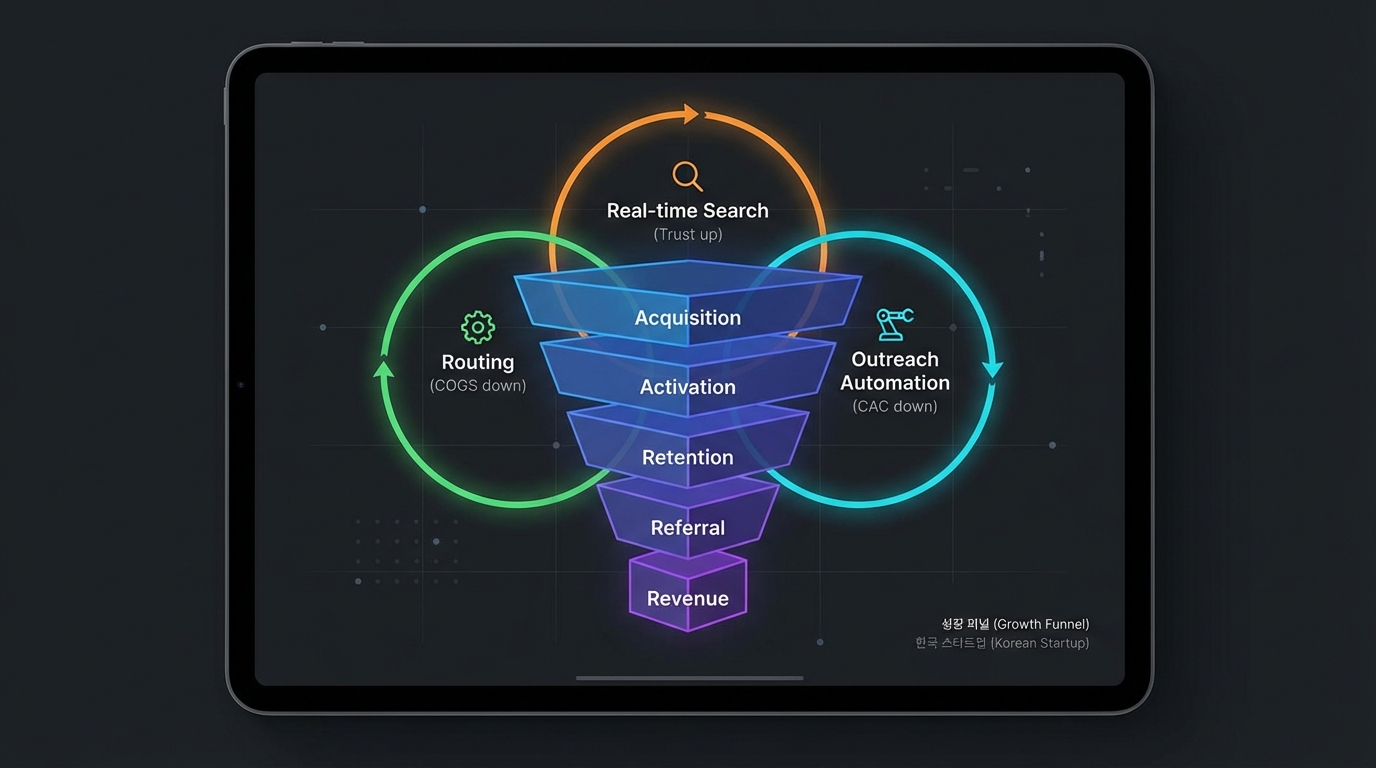 AI 제품 CAC 절감 루프: 라우팅·검색·아웃리치 자동화로 퍼널을 흔들어라