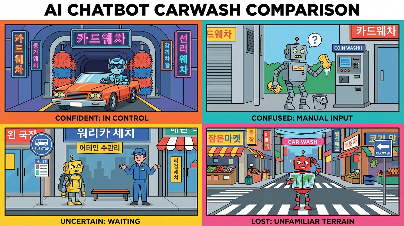 세차장 하나로 갈렸다: ChatGPT·Gemini·Grok·Claude 직장인 최후의 1픽은?