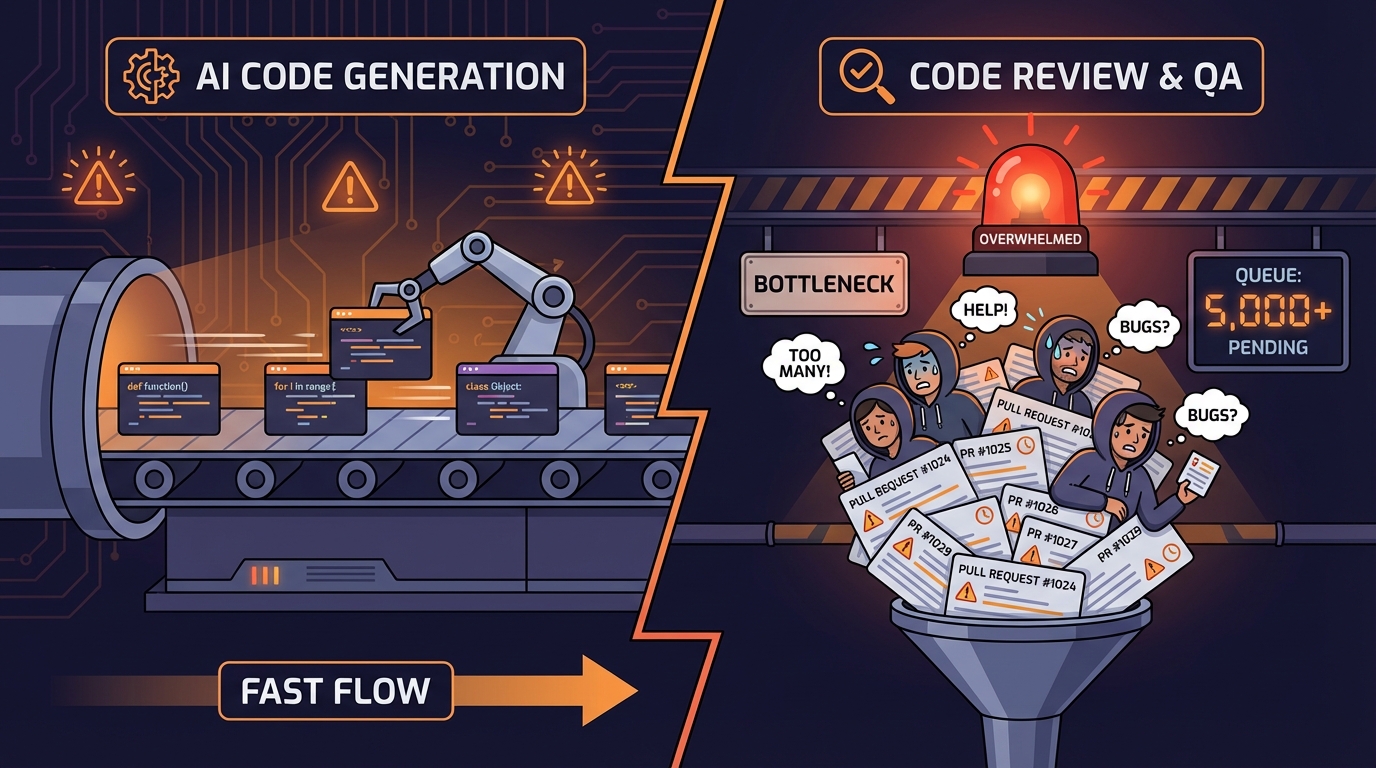 AI가 코드 속도를 올릴수록, 팀 병목은 리뷰·QA로 이동한다