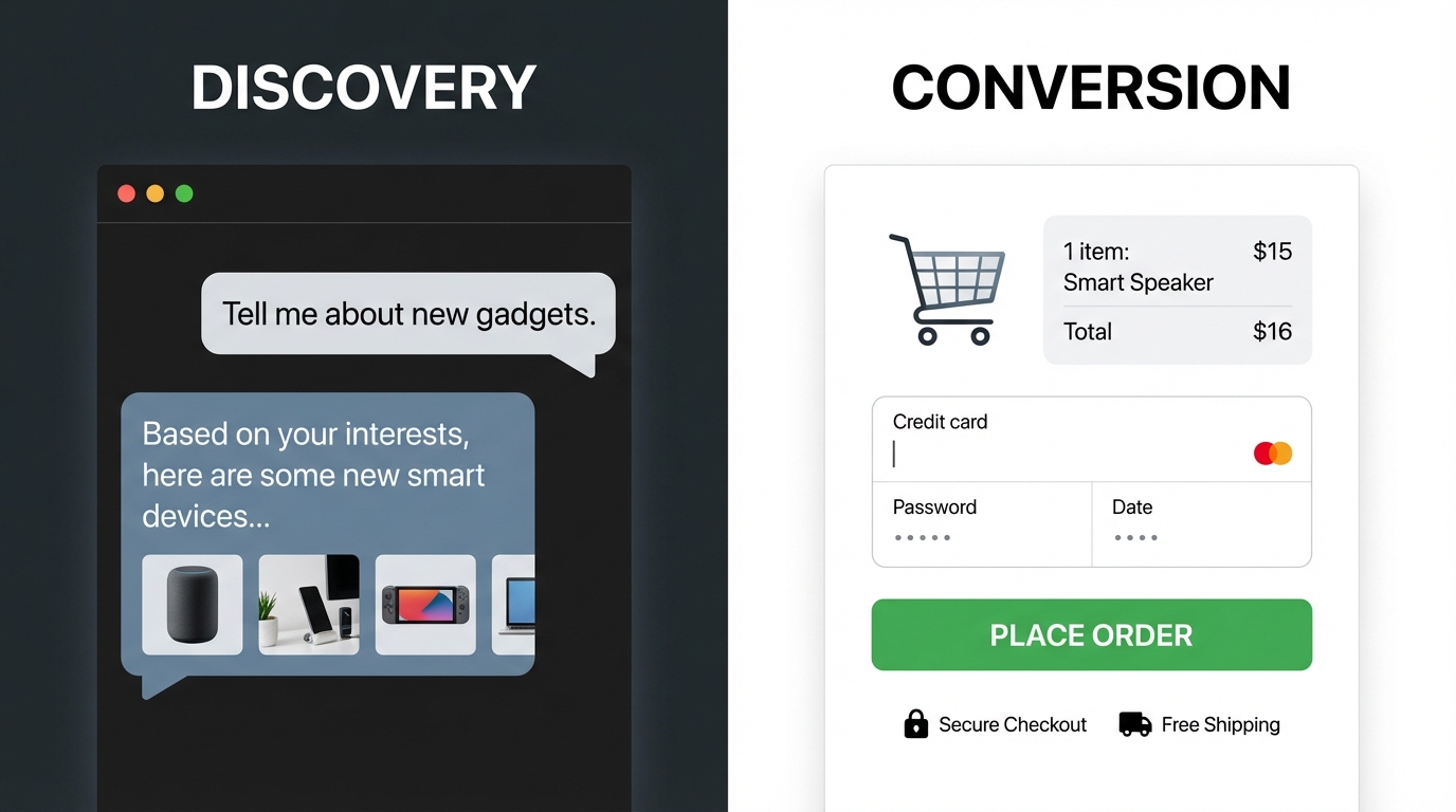 GEO로 유입, 웹으로 전환: 에이전트 커머스의 역설